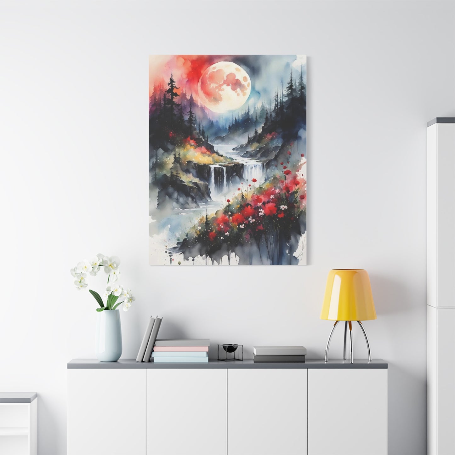 Moon Over the Stream Abstract Art
