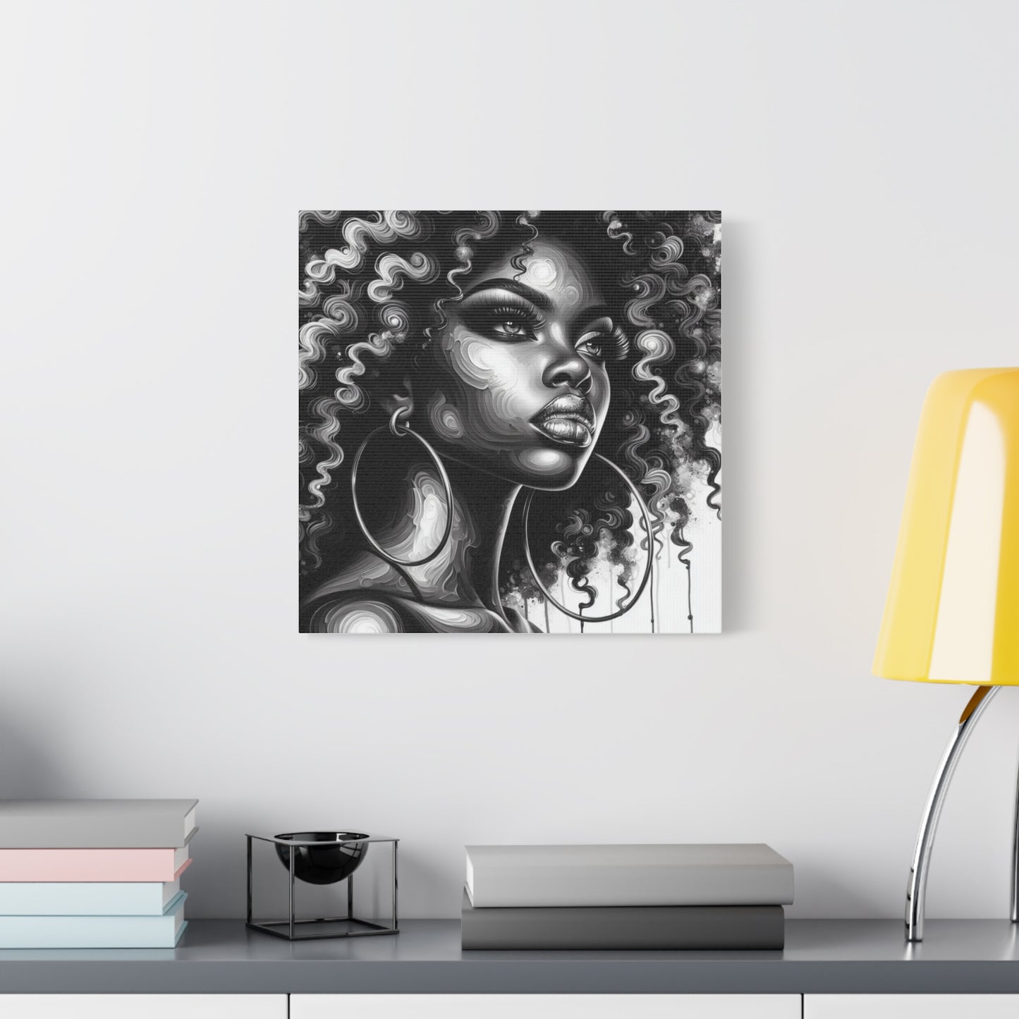 Beautiful Woman Abstract Black Canvas Art