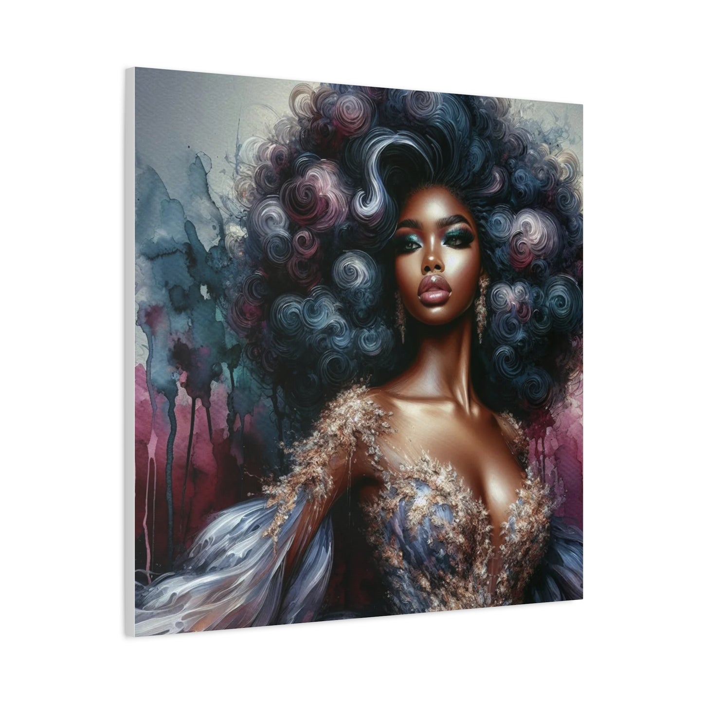 Beautiful Woman Black Canvas Art