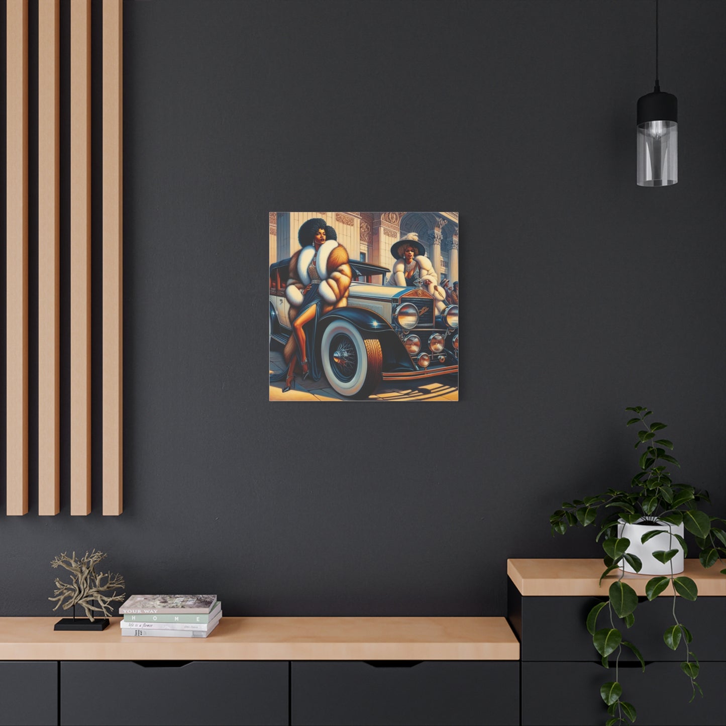 Beautiful Woman Old Fashioned Black Canvas Art