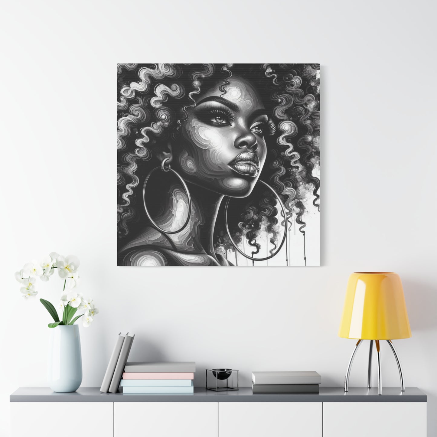 Beautiful Woman Abstract Black Canvas Art