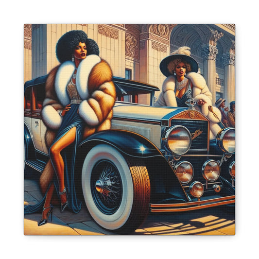 Beautiful Woman Old Fashioned Black Canvas Art