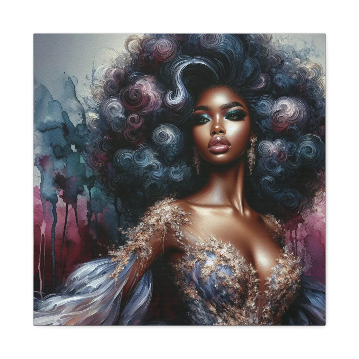 Beautiful Woman Black Canvas Art