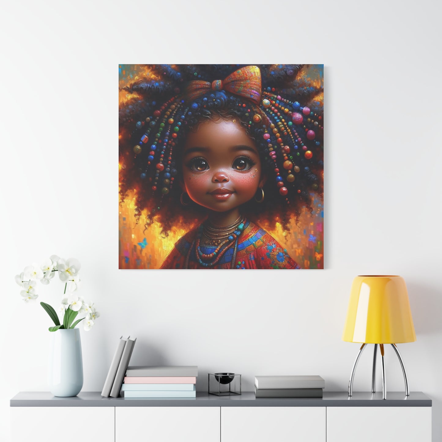 Beautiful Child Black Canvas Art