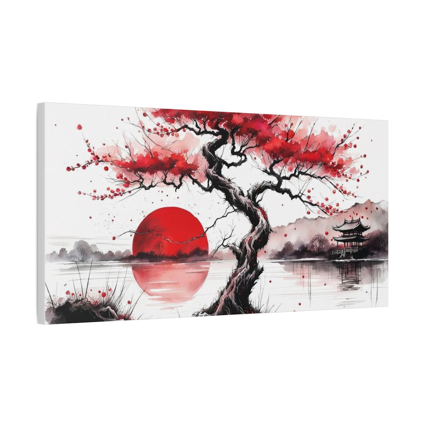 Red Moon Asian Abstract Art