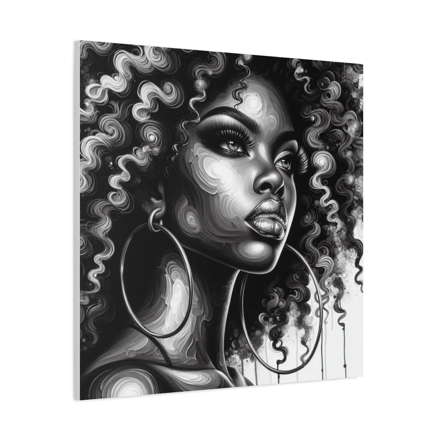 Beautiful Woman Abstract Black Canvas Art