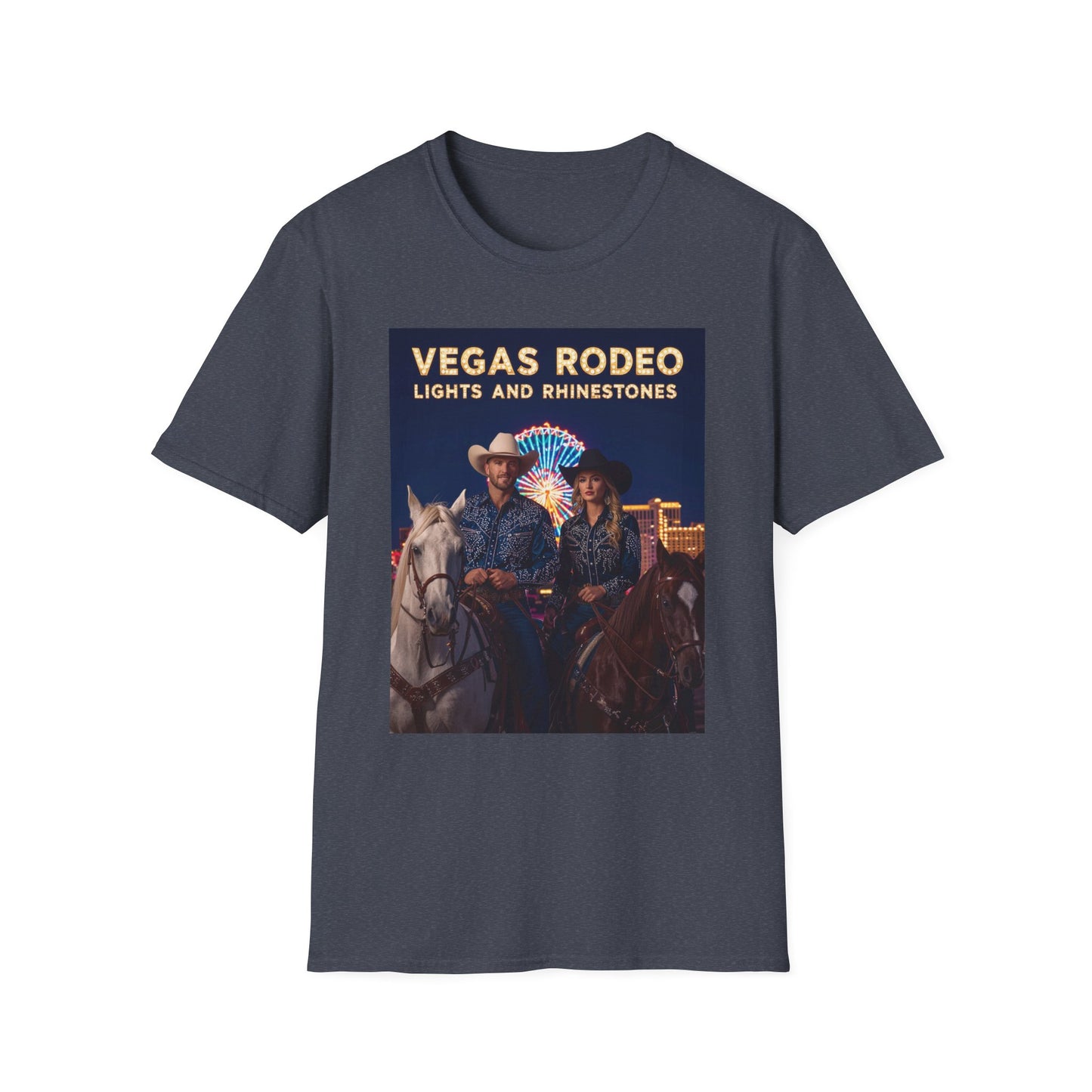 Vegas Rodeo Lights and Rhinestones Western Boho, Unisex T-Shirt,