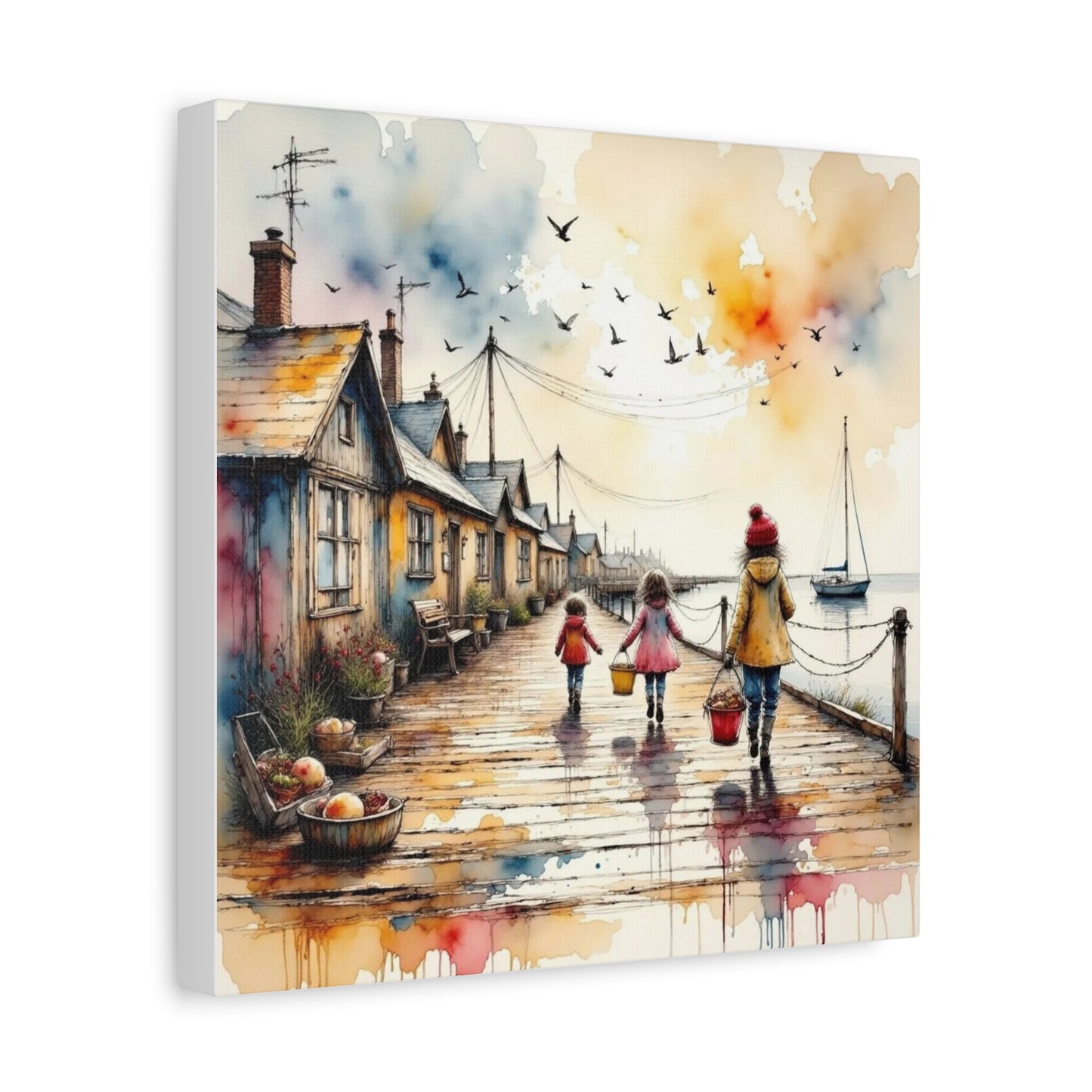 Children on the Board Walk Abstract Art