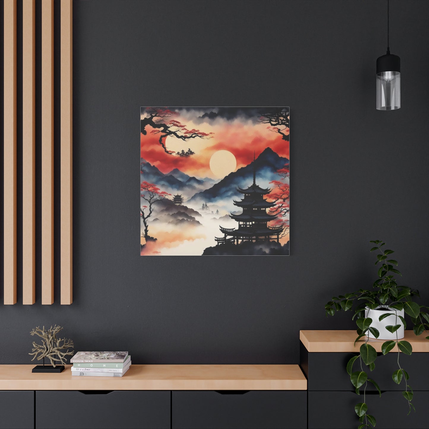 Sunset over the Mountains Asian Abstract Art