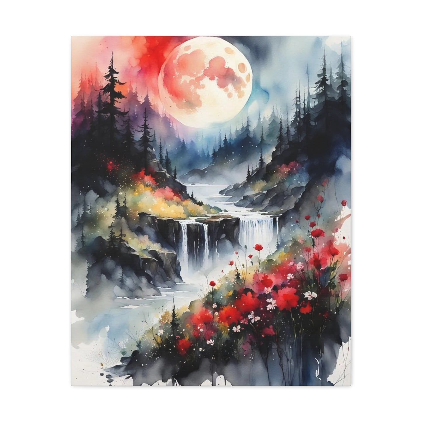 Moon Over the Stream Abstract Art