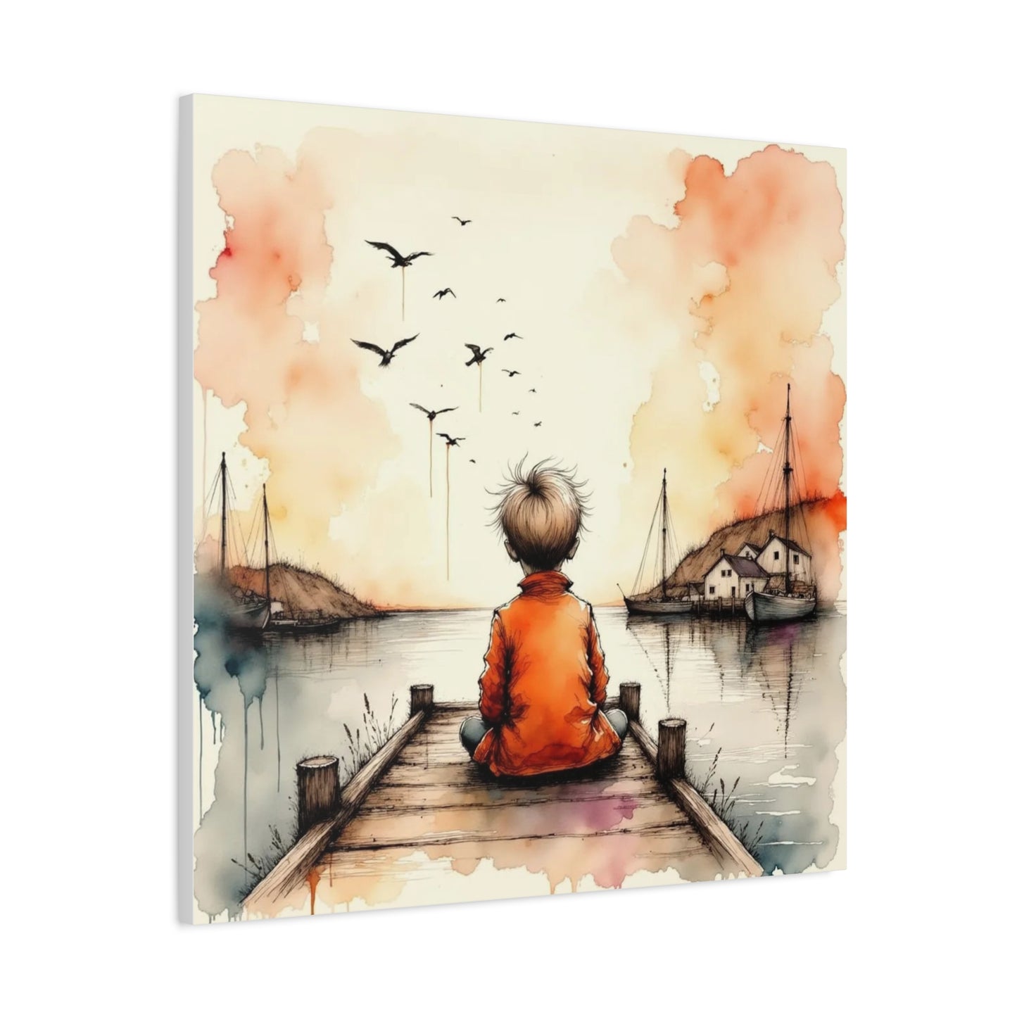 Little Boy on the Dock Abstract Art