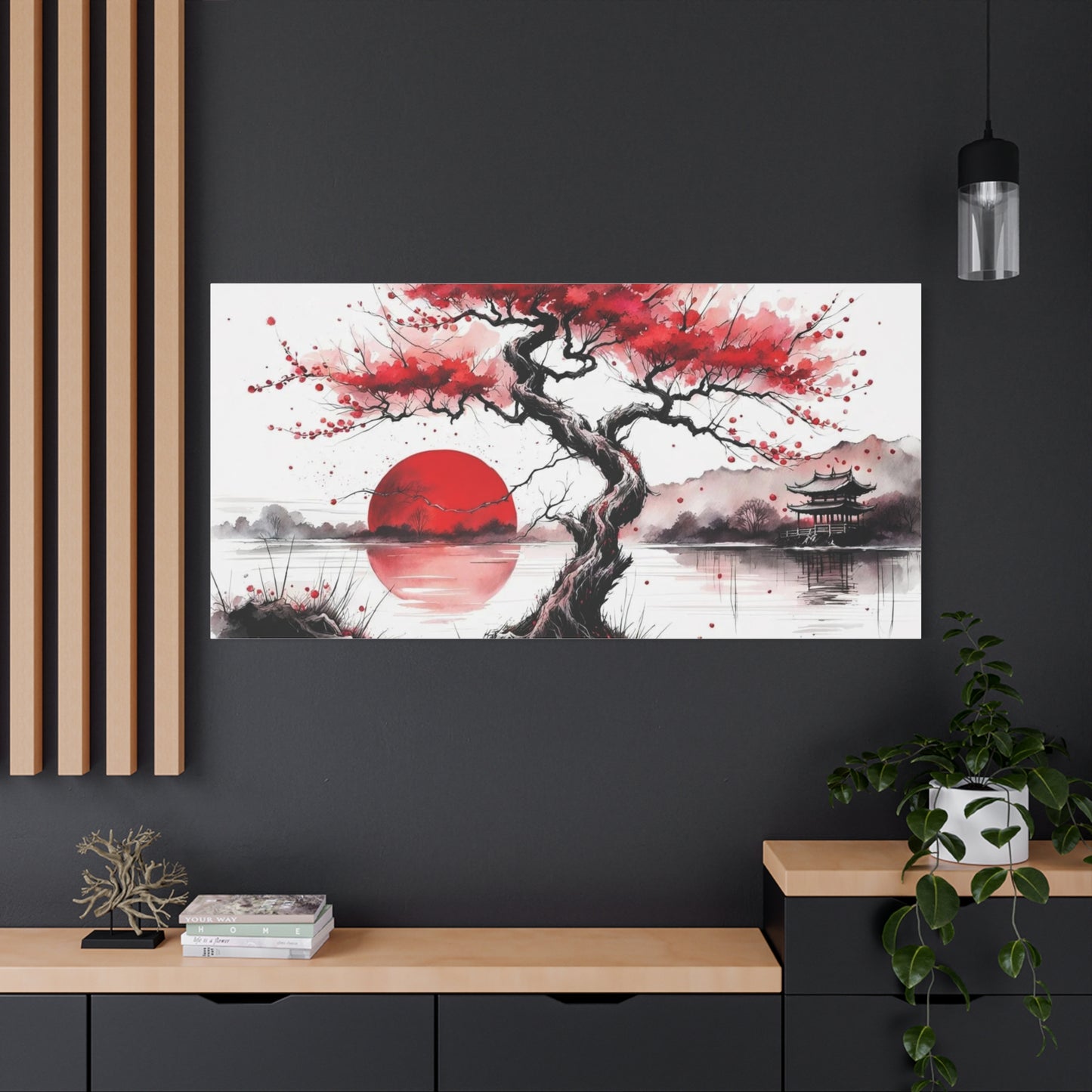 Red Moon Asian Abstract Art
