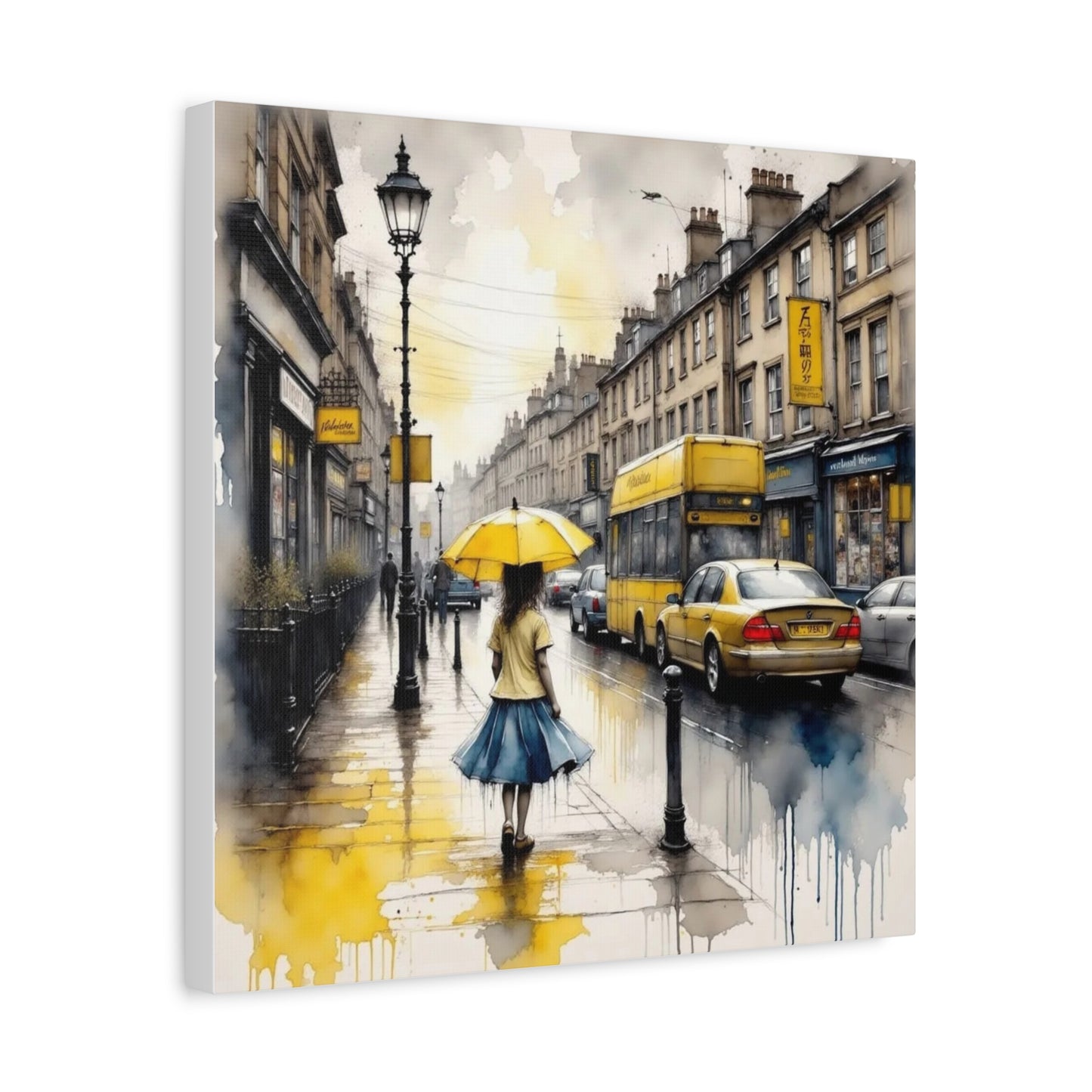 Girl with the Yellow Umbrella Abstract Art