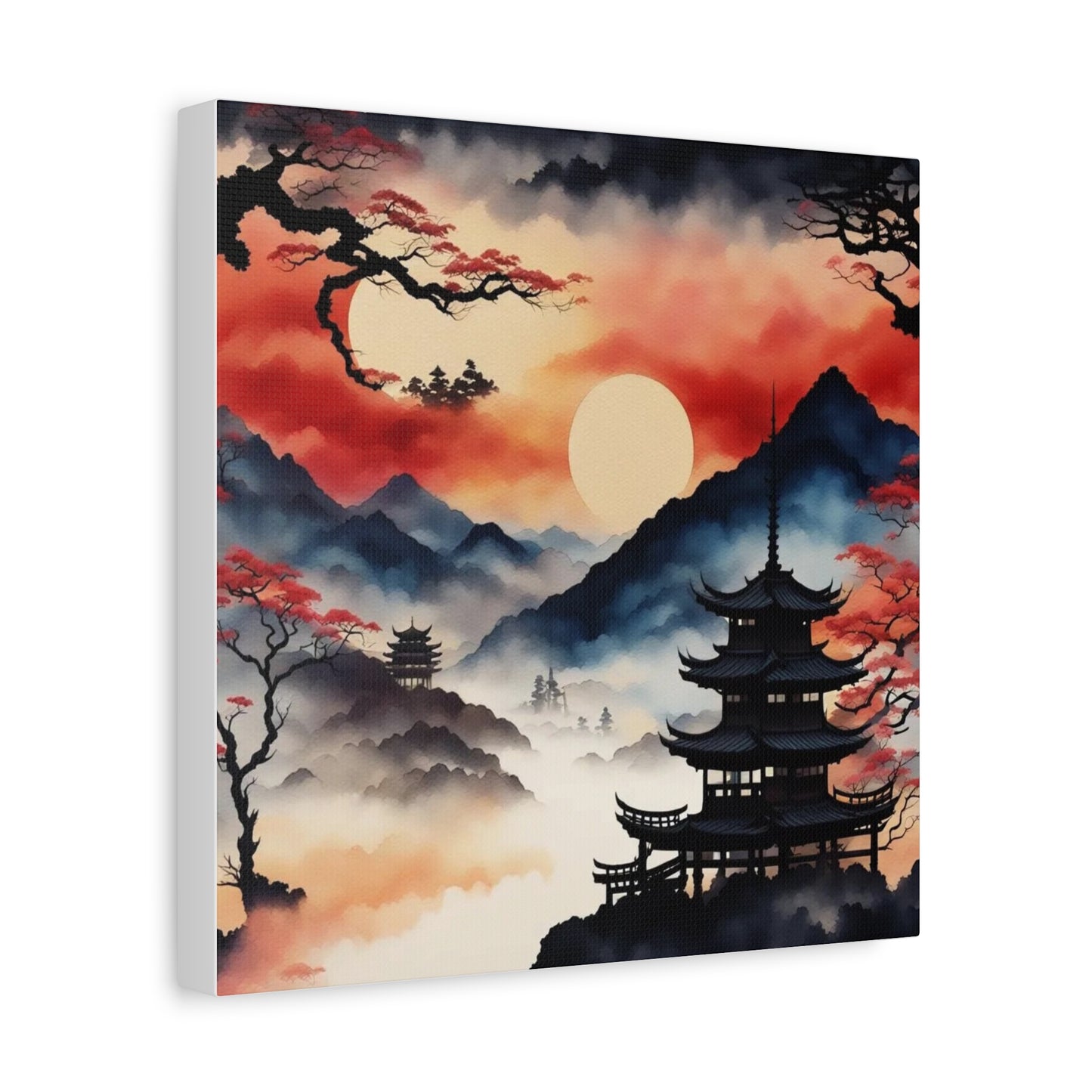 Sunset over the Mountains Asian Abstract Art