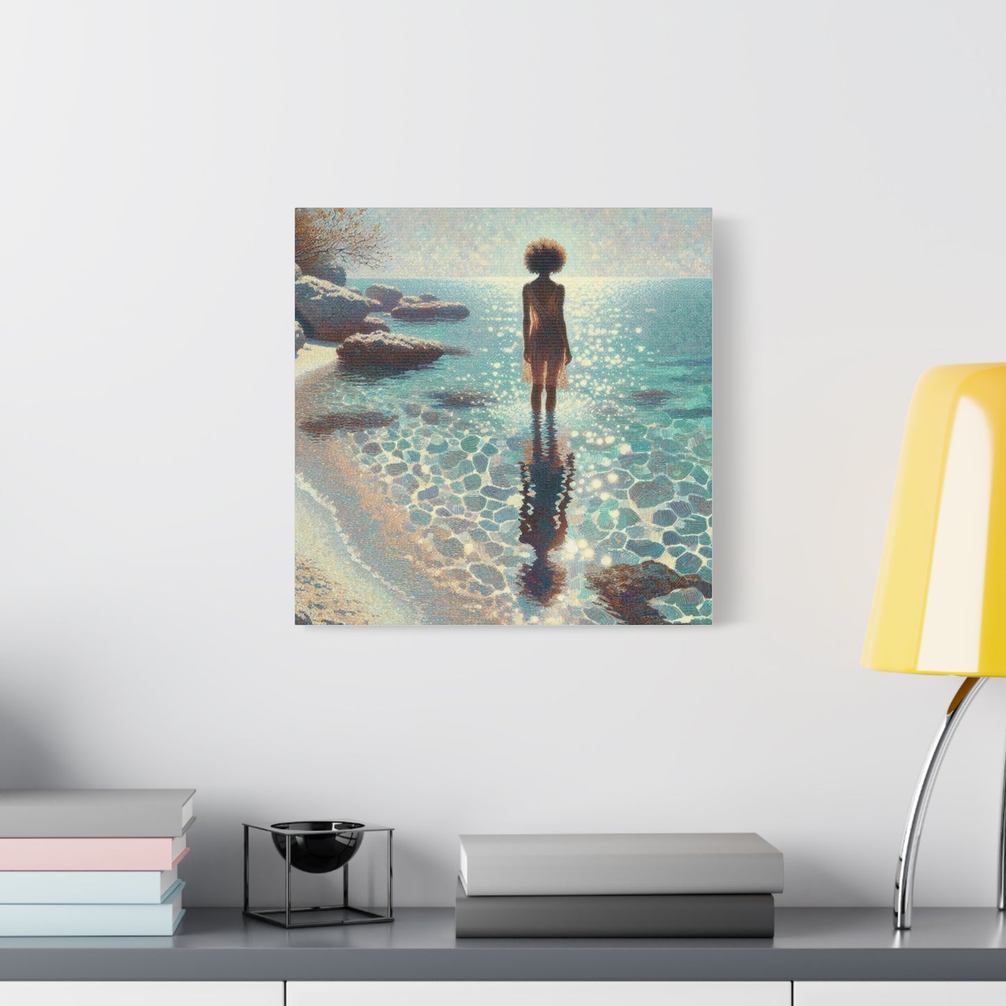 Beautiful Black Woman at the Beach Canvas Art