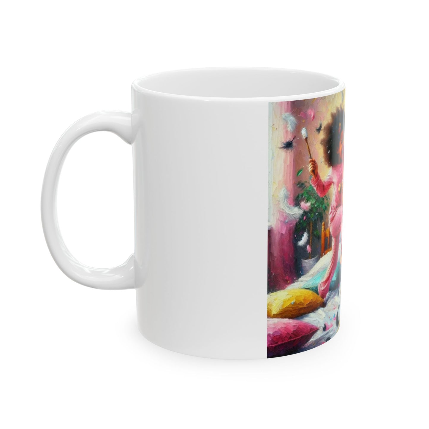 Precious Child Pillow Fight Ceramic Mug (11oz, 15oz)