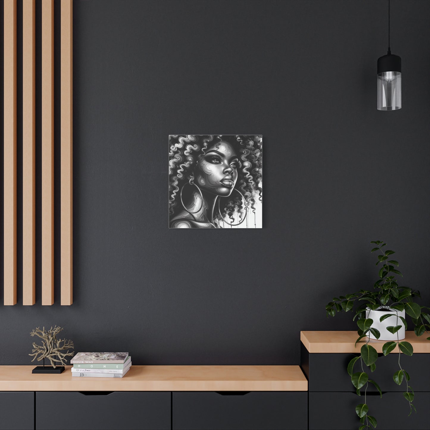 Beautiful Woman Abstract Black Canvas Art