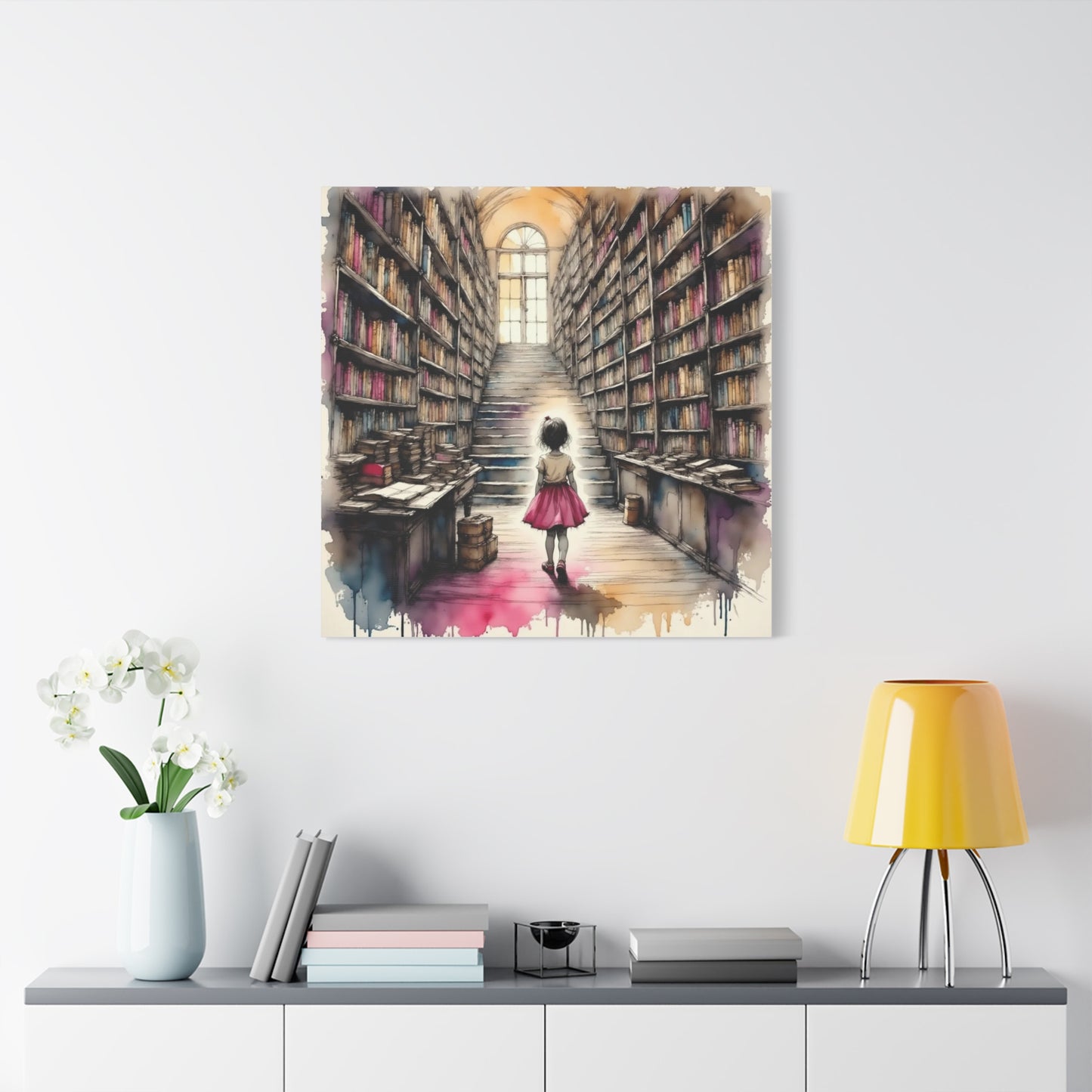 Girl in the Library Abstract Art