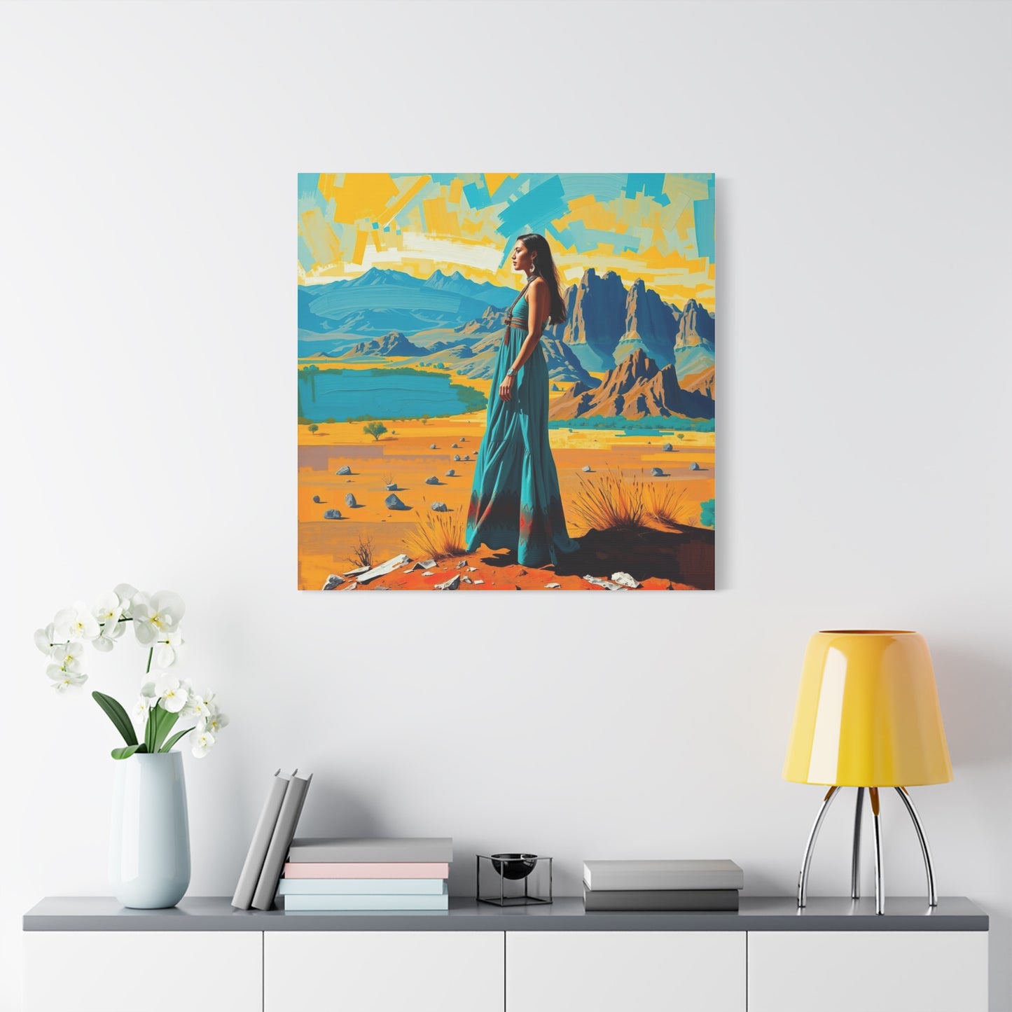 Canvas Print -Vibrant Native American Woman Wall Art