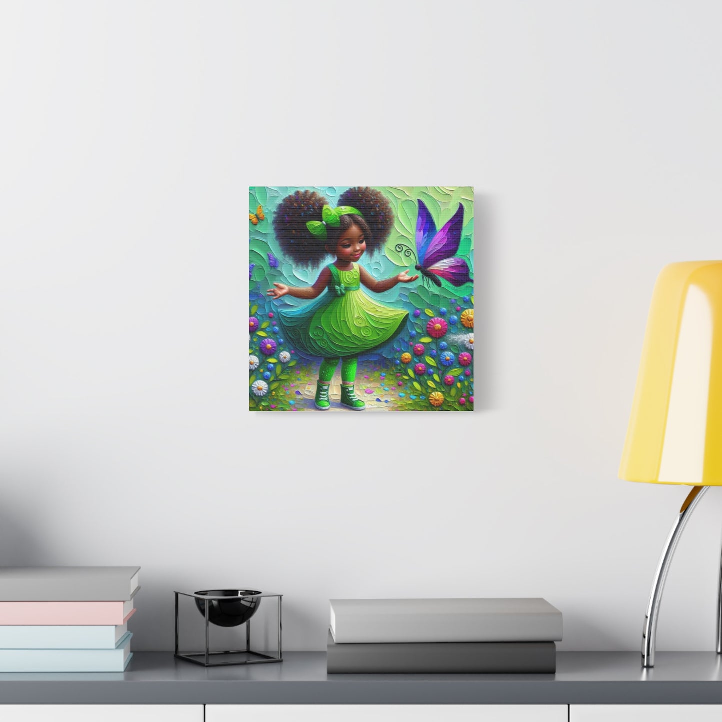 Beautiful Child in Green Black Canvas Art