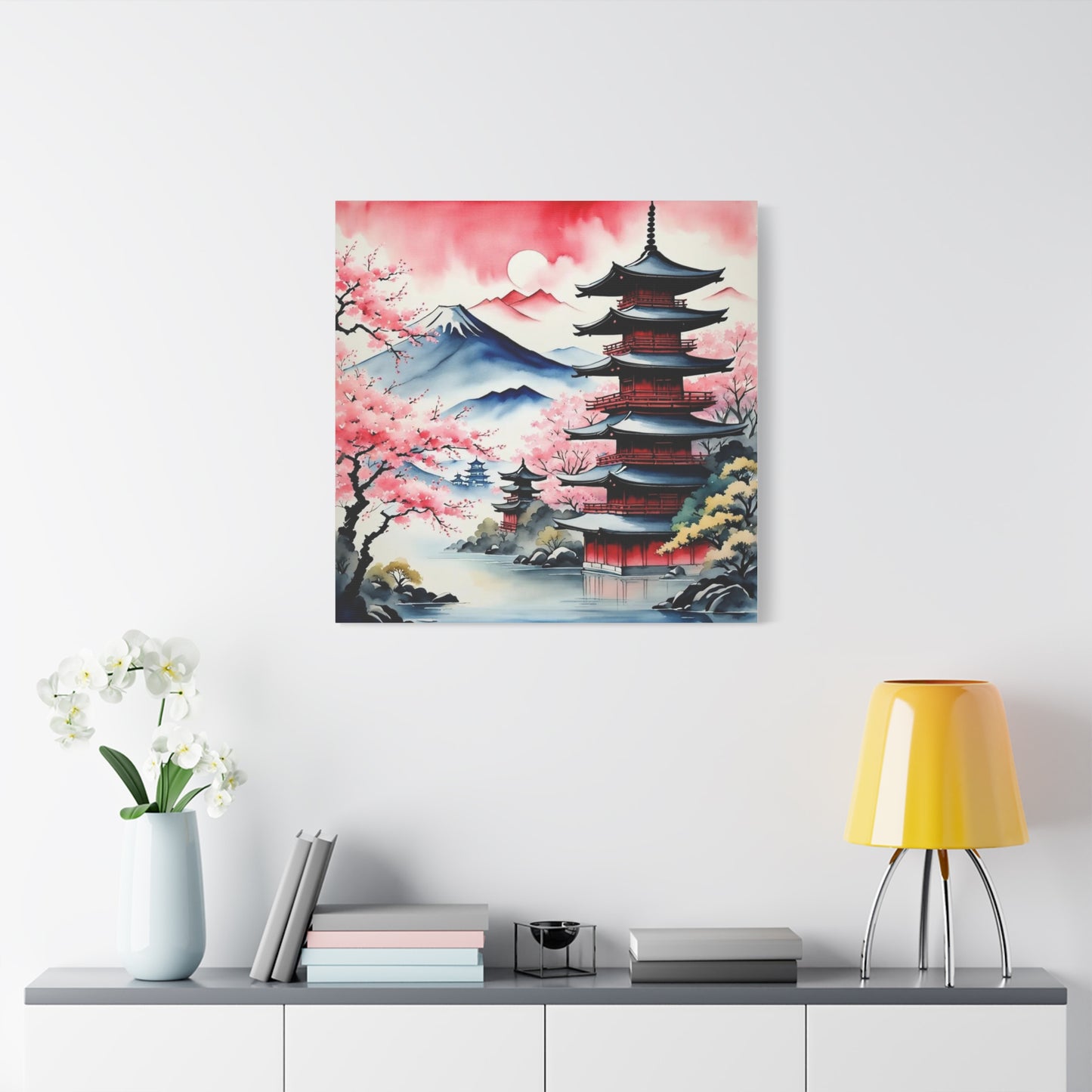 Sunset over the Mountains Asian Abstract Art