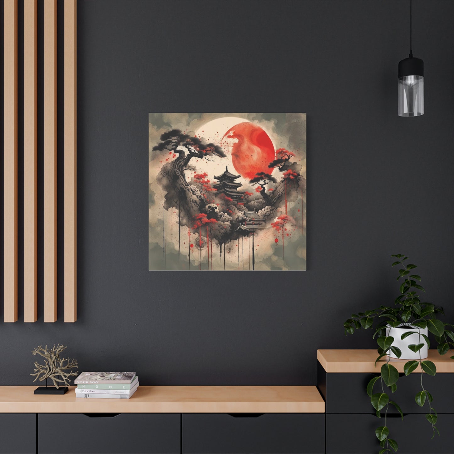 Red Moon Asian Abstract Art