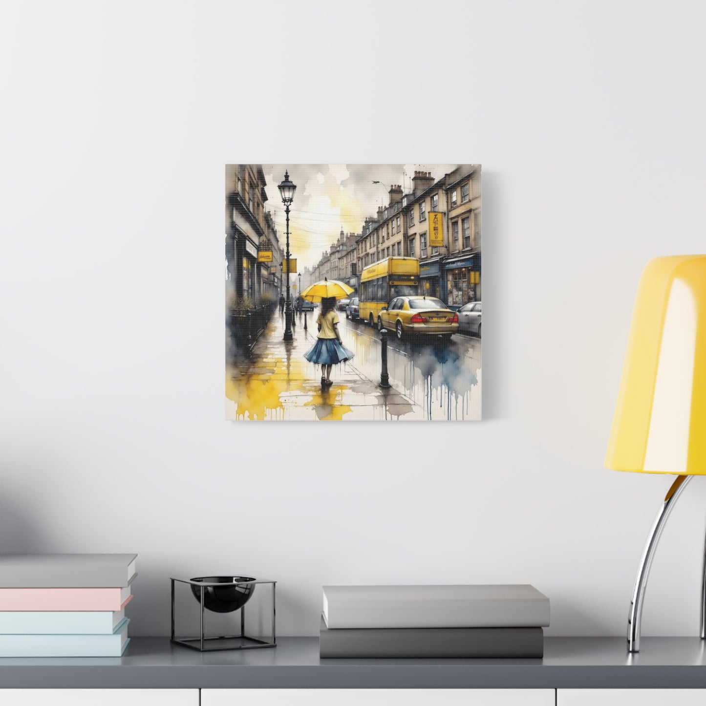 Girl with the Yellow Umbrella Abstract Art
