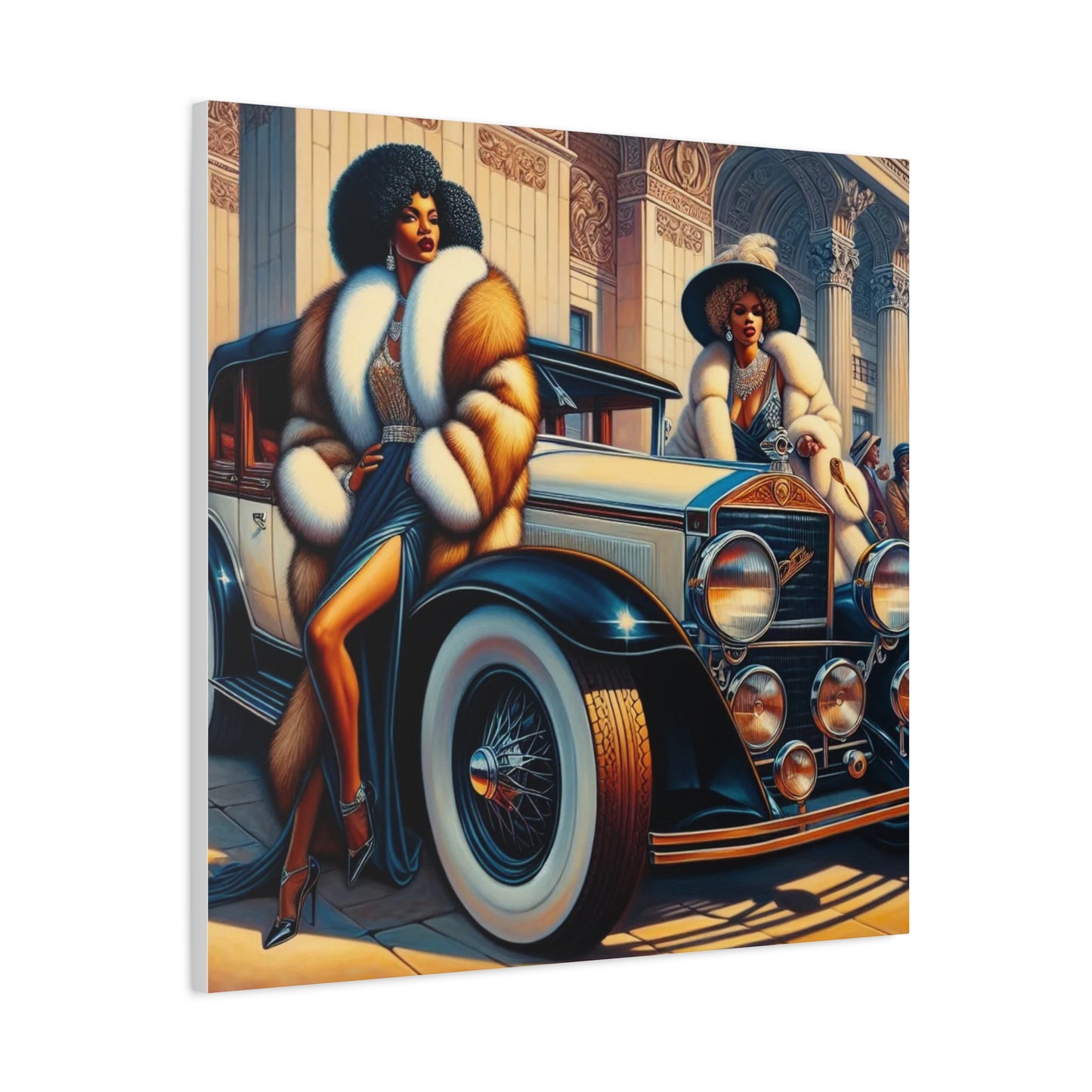 Beautiful Woman Old Fashioned Black Canvas Art