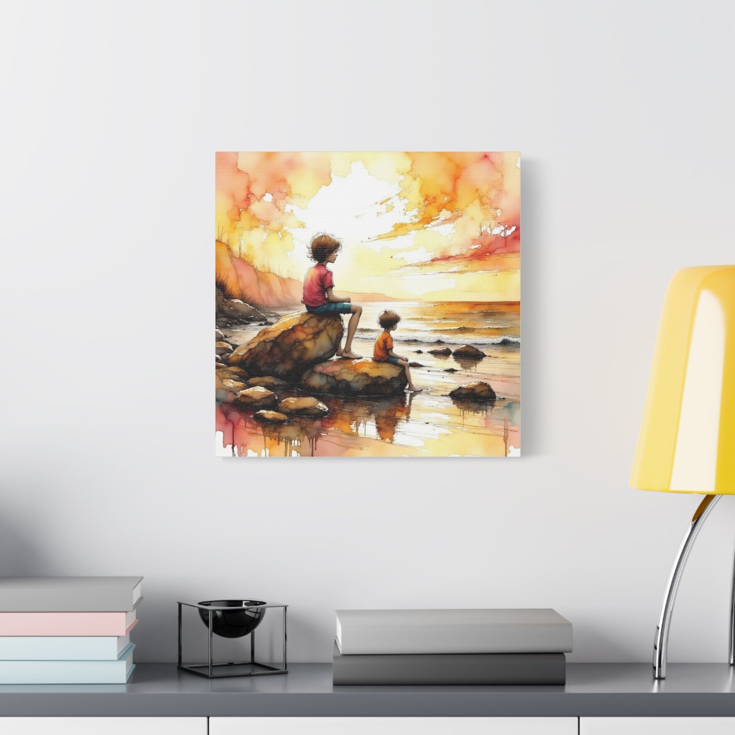 Boys on the Beach Abstract Art