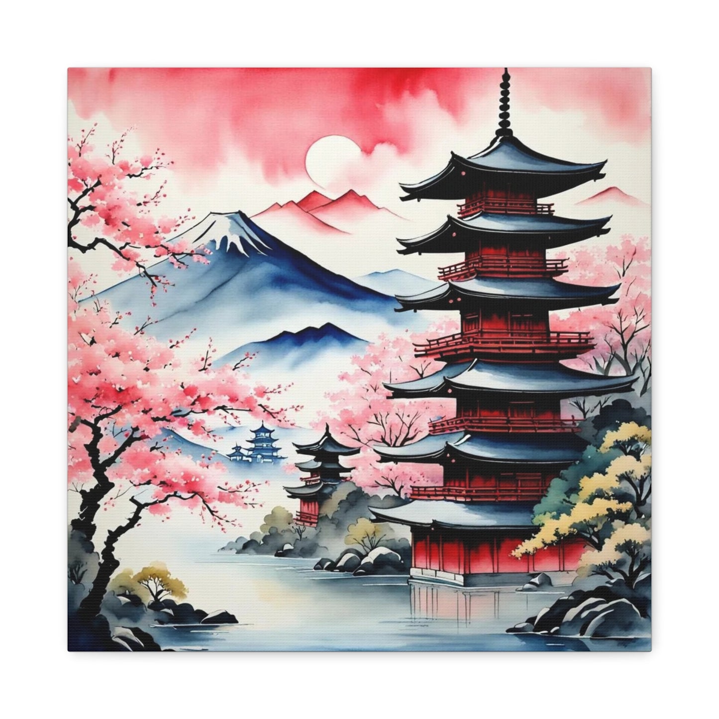 Sunset over the Mountains Asian Abstract Art