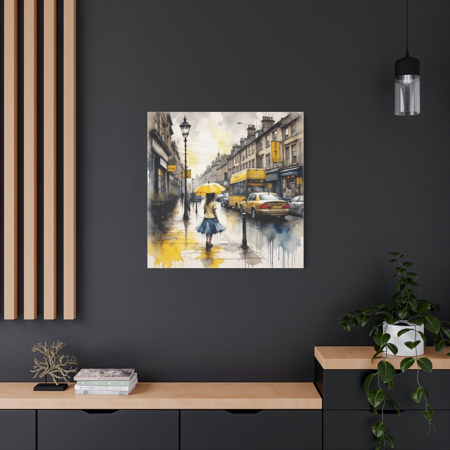 Girl with the Yellow Umbrella Abstract Art
