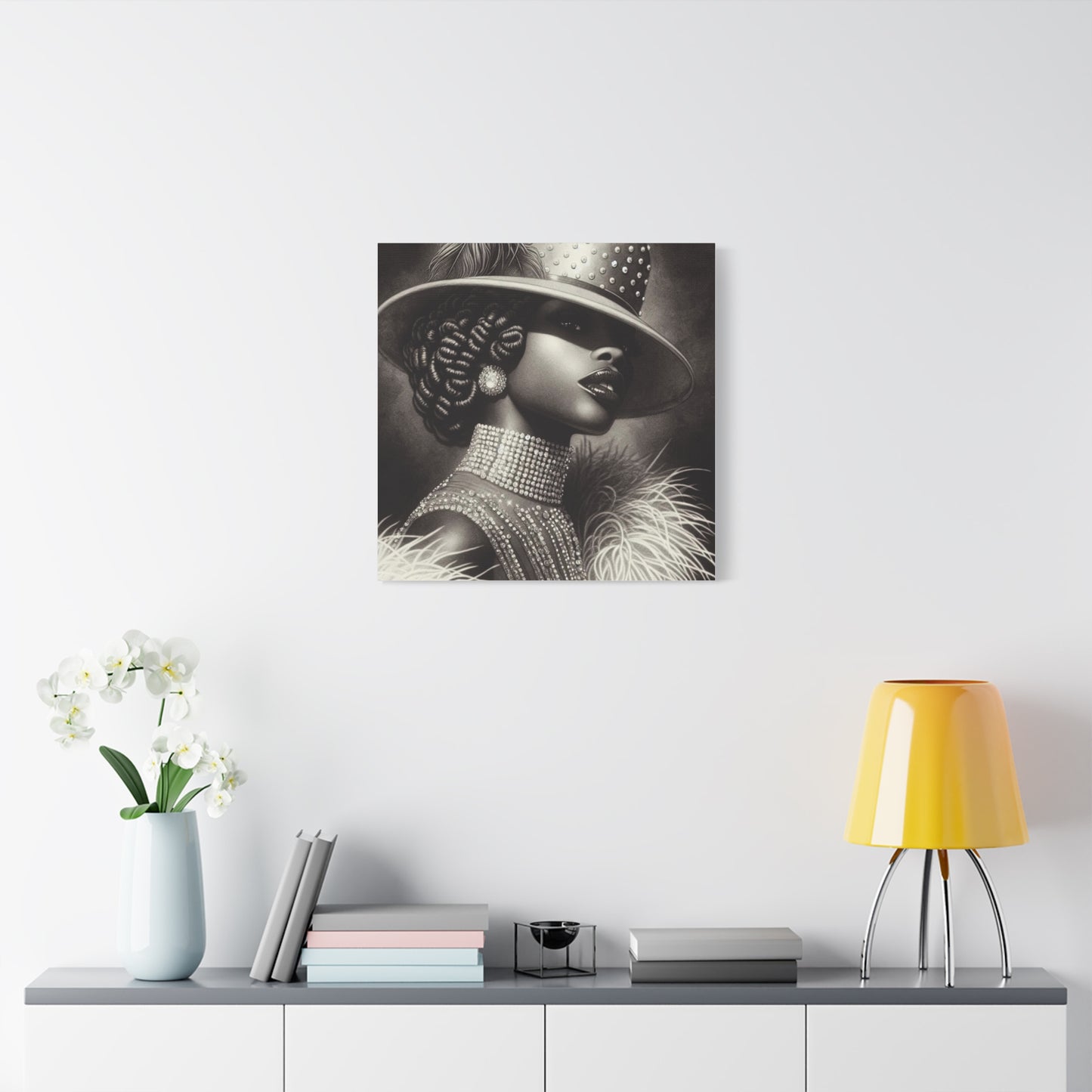Beautiful Black Woman in Diamonds Hat Canvas Art