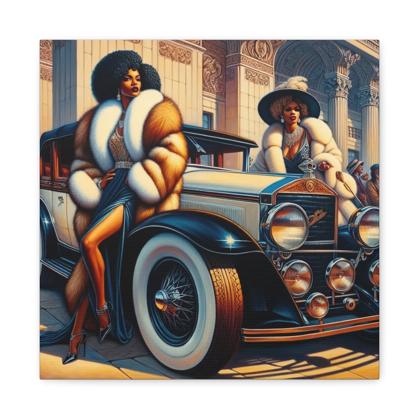 Beautiful Woman Old Fashioned Black Canvas Art