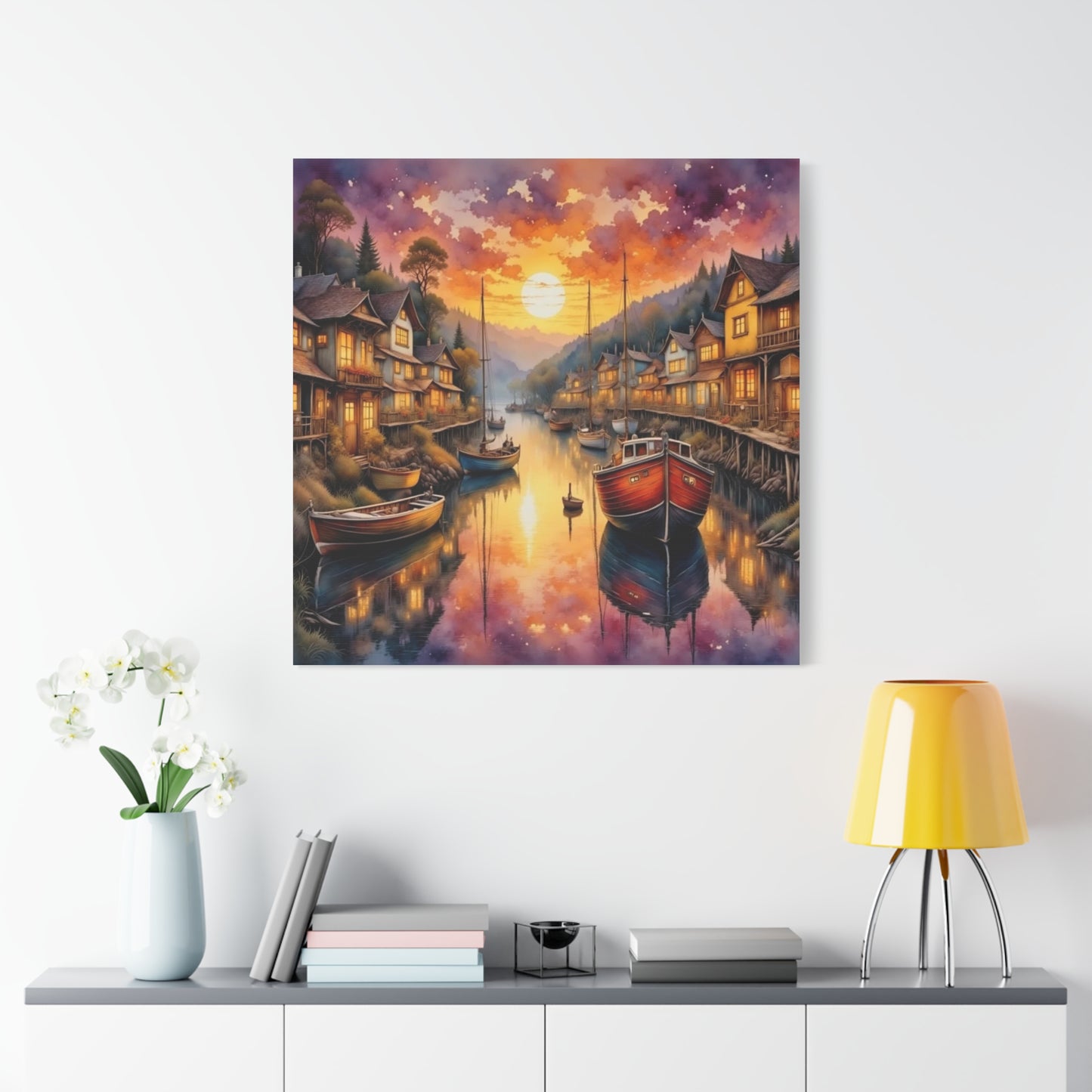 Twilight in the Harbor Abstract Art