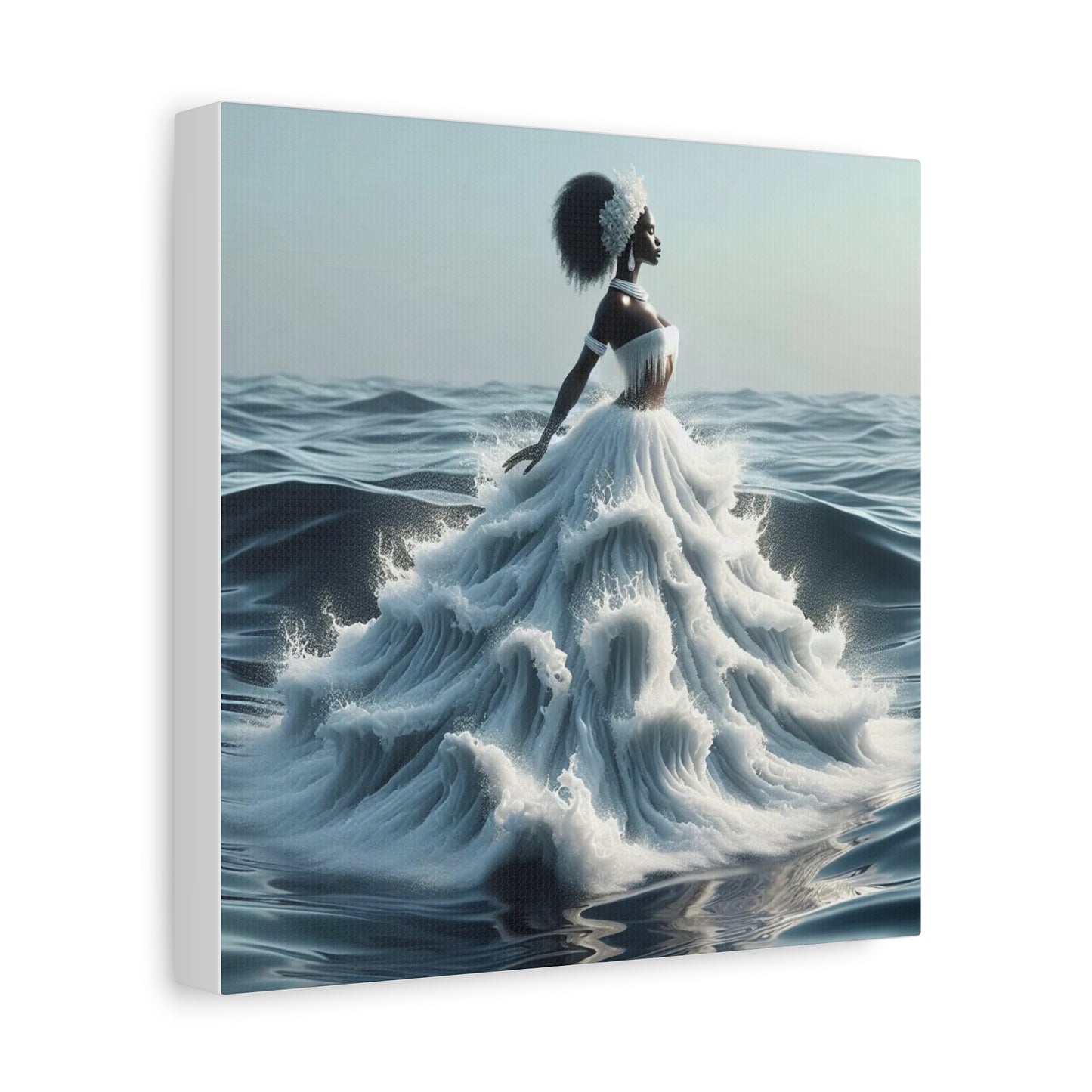 Beautiful Black Woman w Water Dress Canvas Art