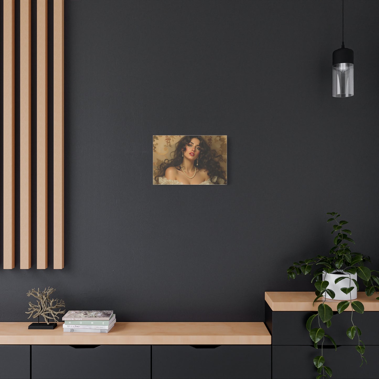 Canvas Print - Brunette Woman With Pearls