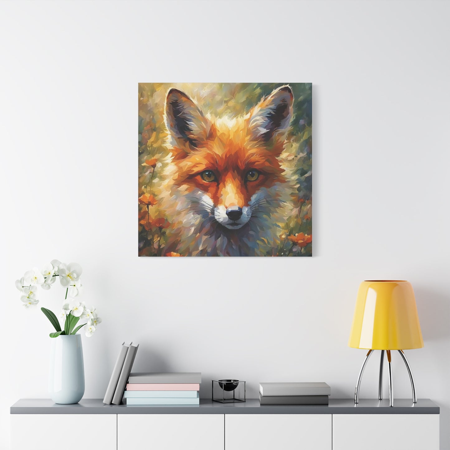 Fox in the Flowers Abstract Art