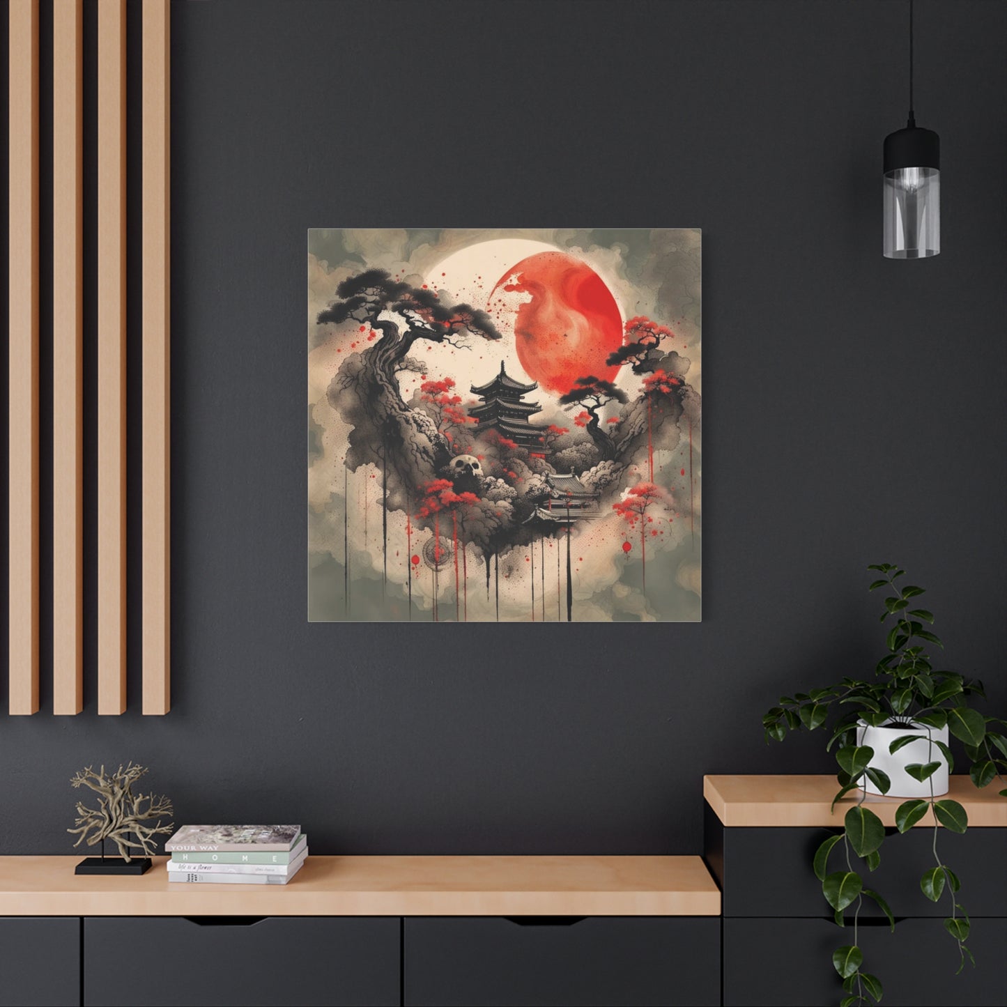 Red Moon Asian Abstract Art