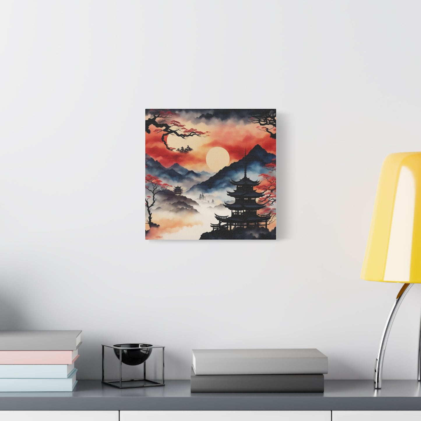 Sunset over the Mountains Asian Abstract Art