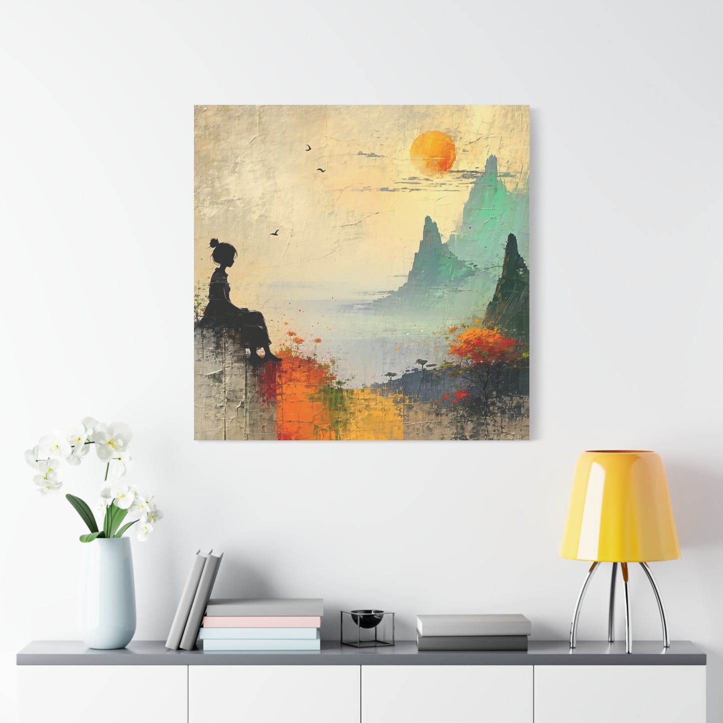 Girl On a Hill Abstract Art