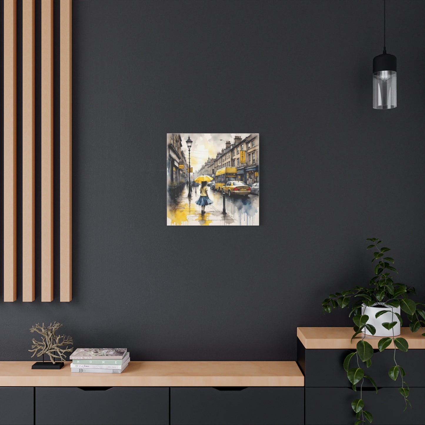 Girl with the Yellow Umbrella Abstract Art