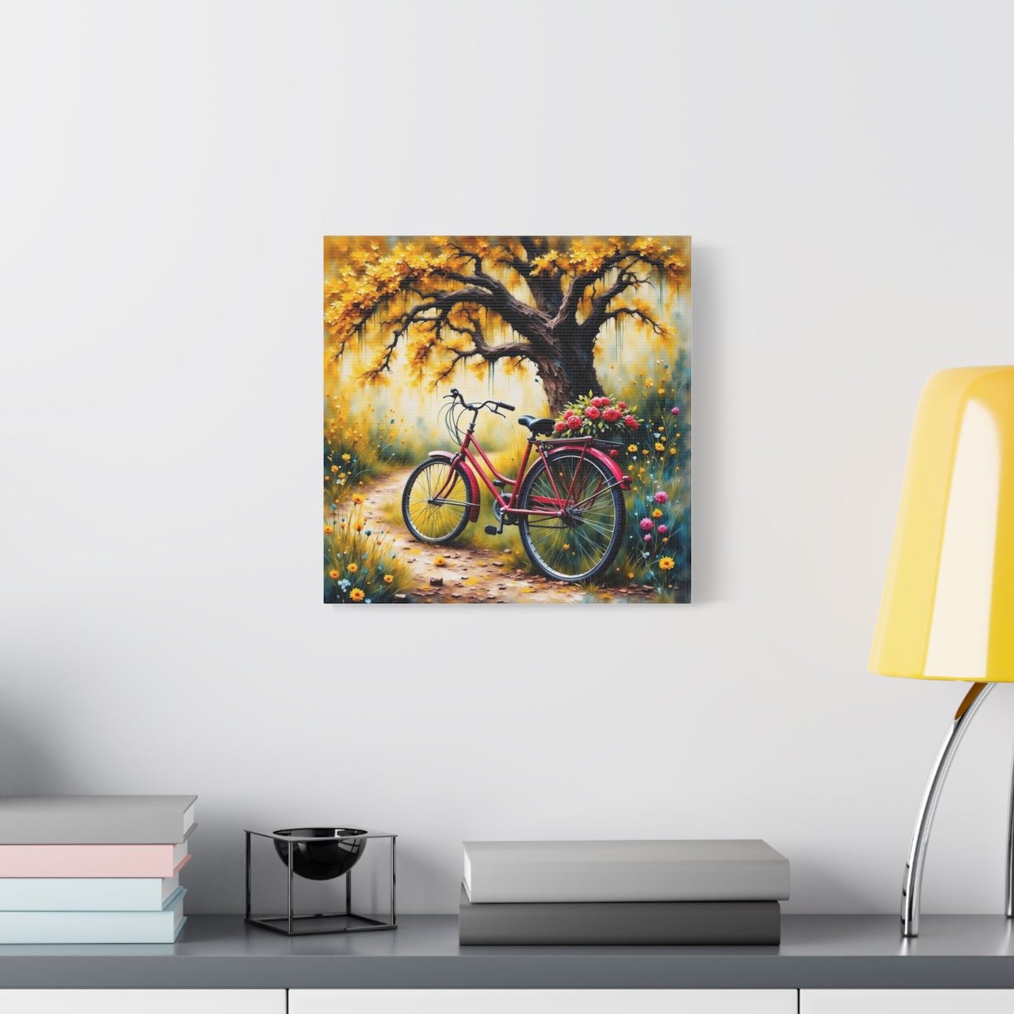 Bicycle on the Flower Path Abstract Art