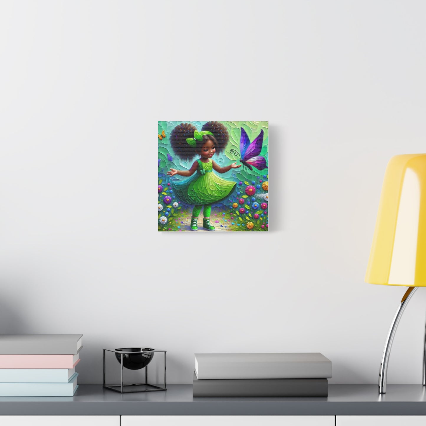 Beautiful Child in Green Black Canvas Art