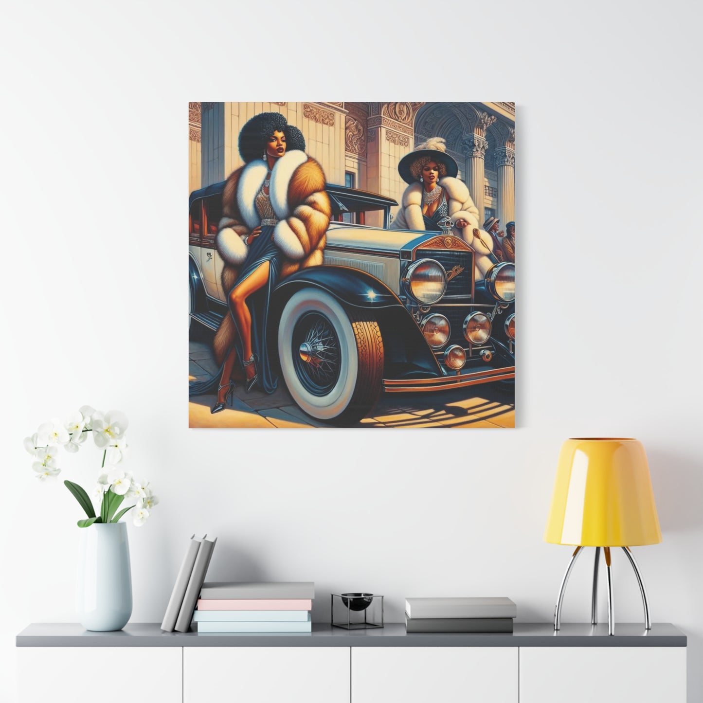 Beautiful Woman Old Fashioned Black Canvas Art