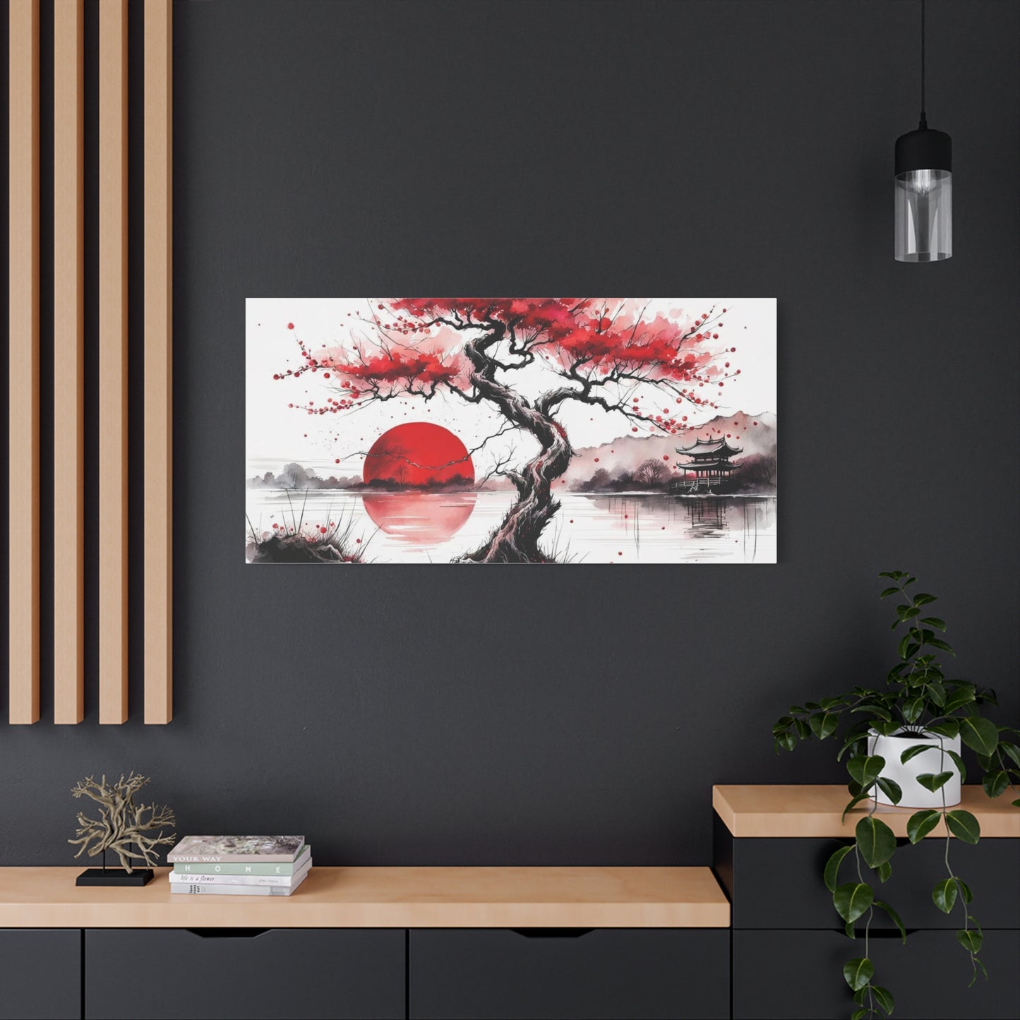 Red Moon Asian Abstract Art