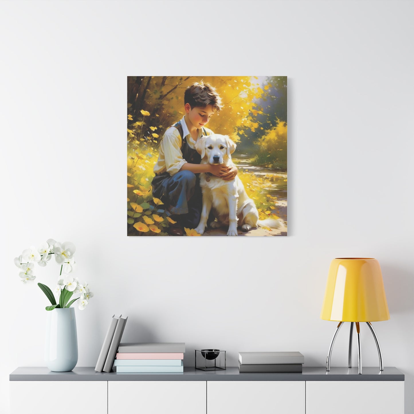 A Boy and His Labrador Retriever Puppy Art