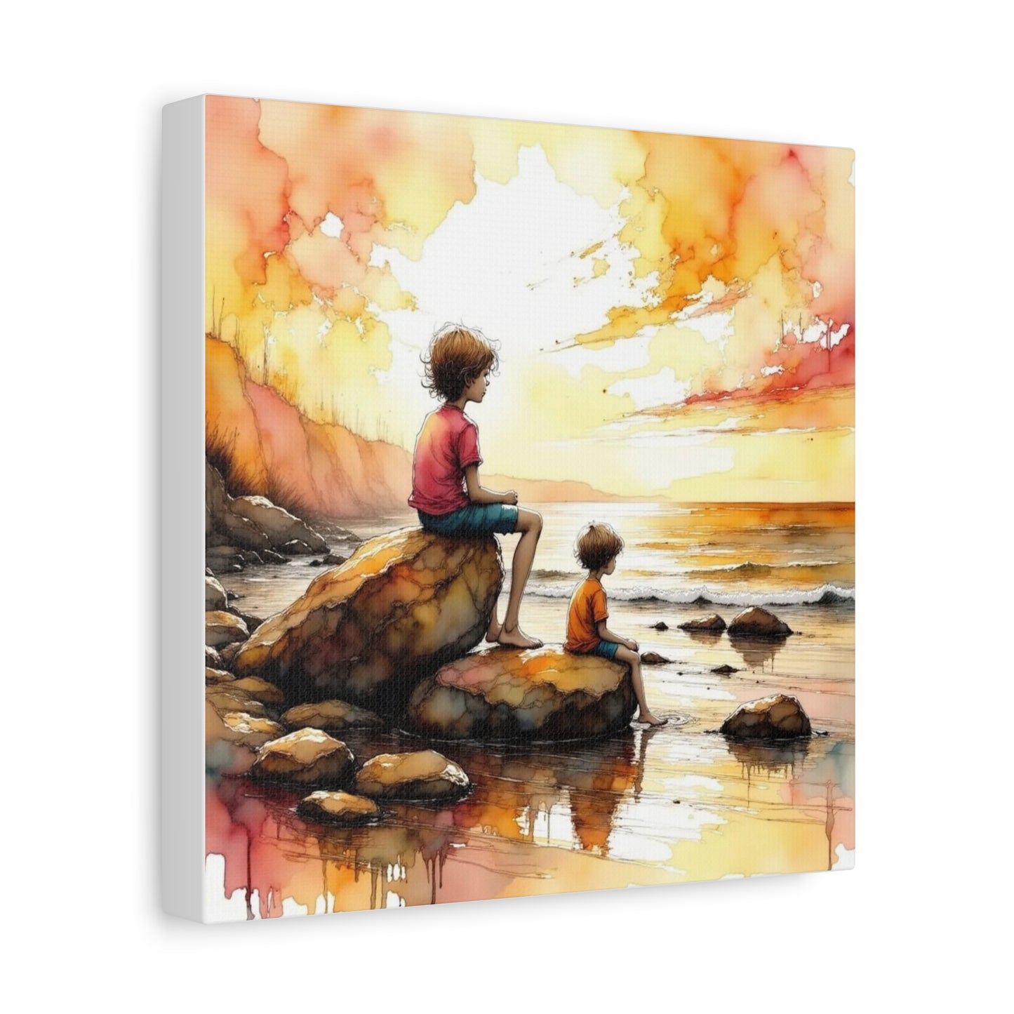 Boys on the Beach Abstract Art