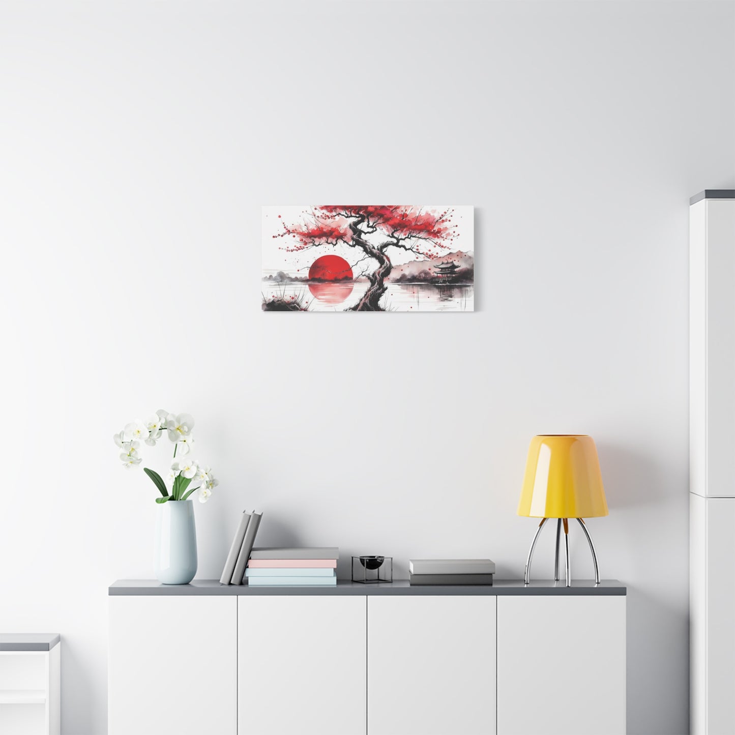 Red Moon Asian Abstract Art