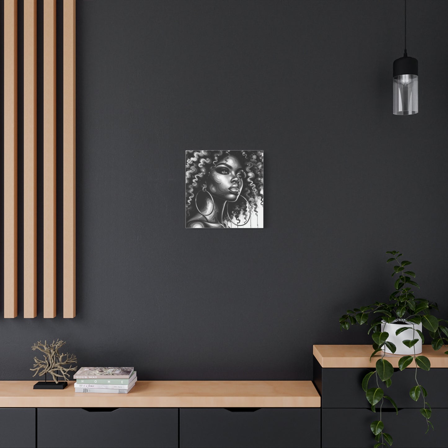 Beautiful Woman Abstract Black Canvas Art
