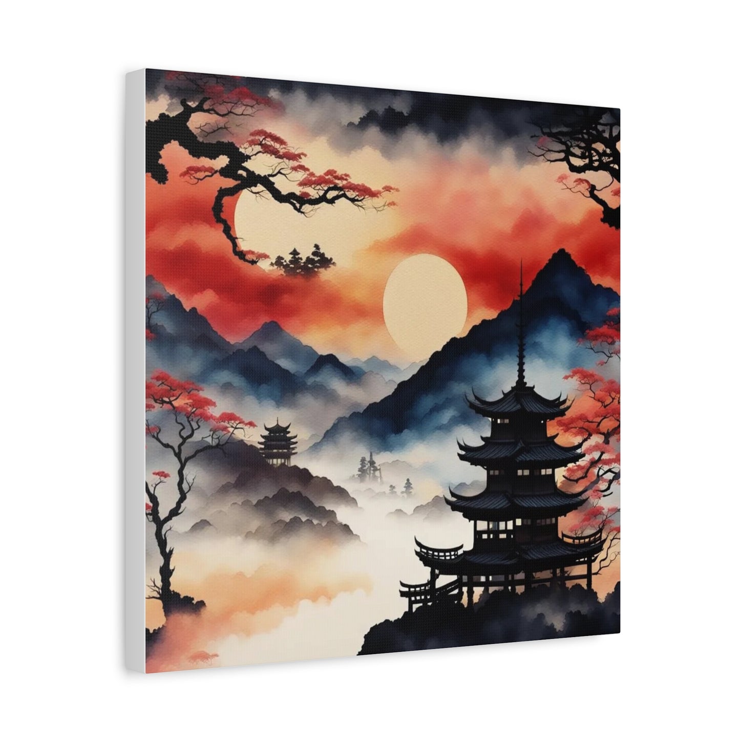 Sunset over the Mountains Asian Abstract Art